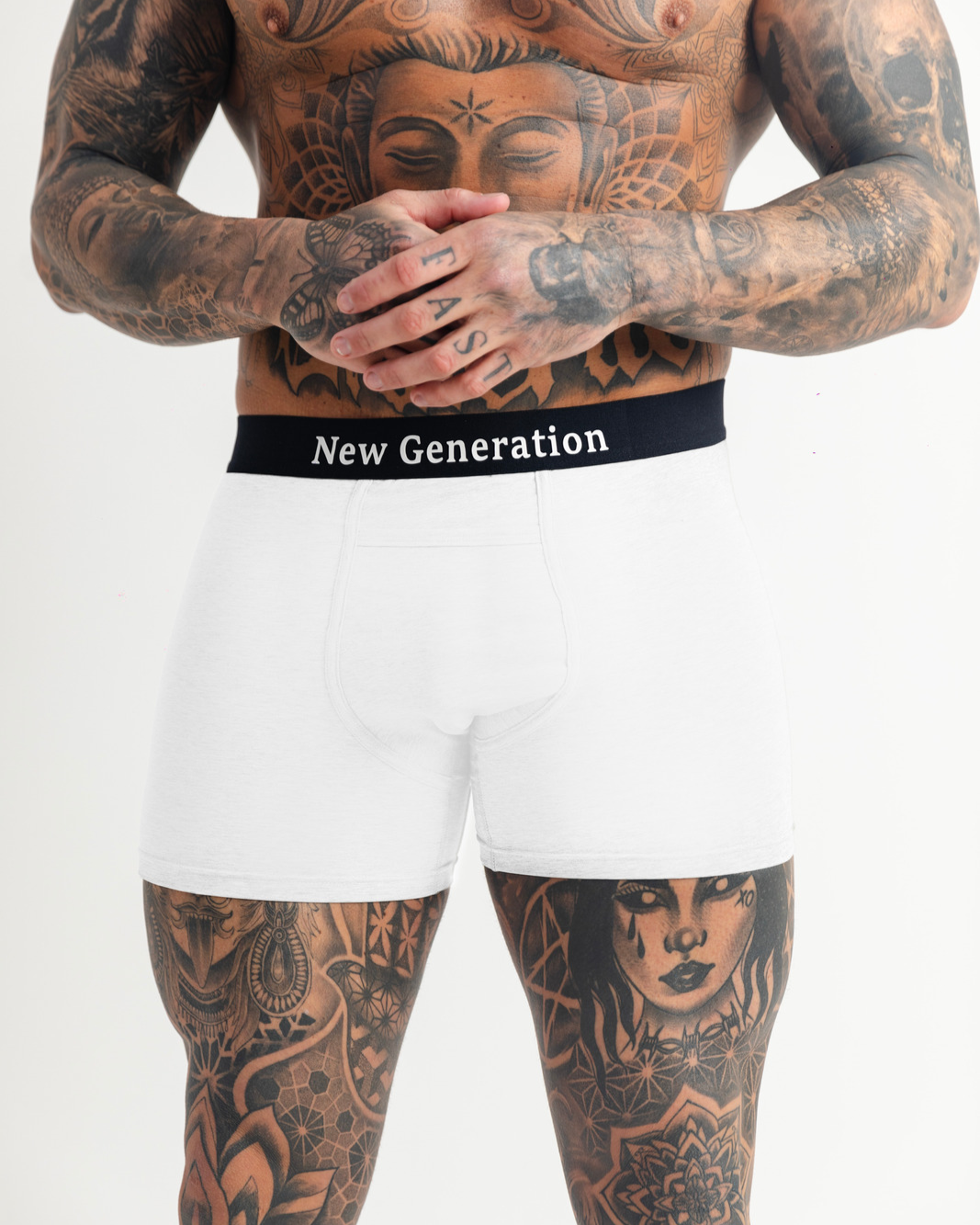 Generation 1 mens white boxers