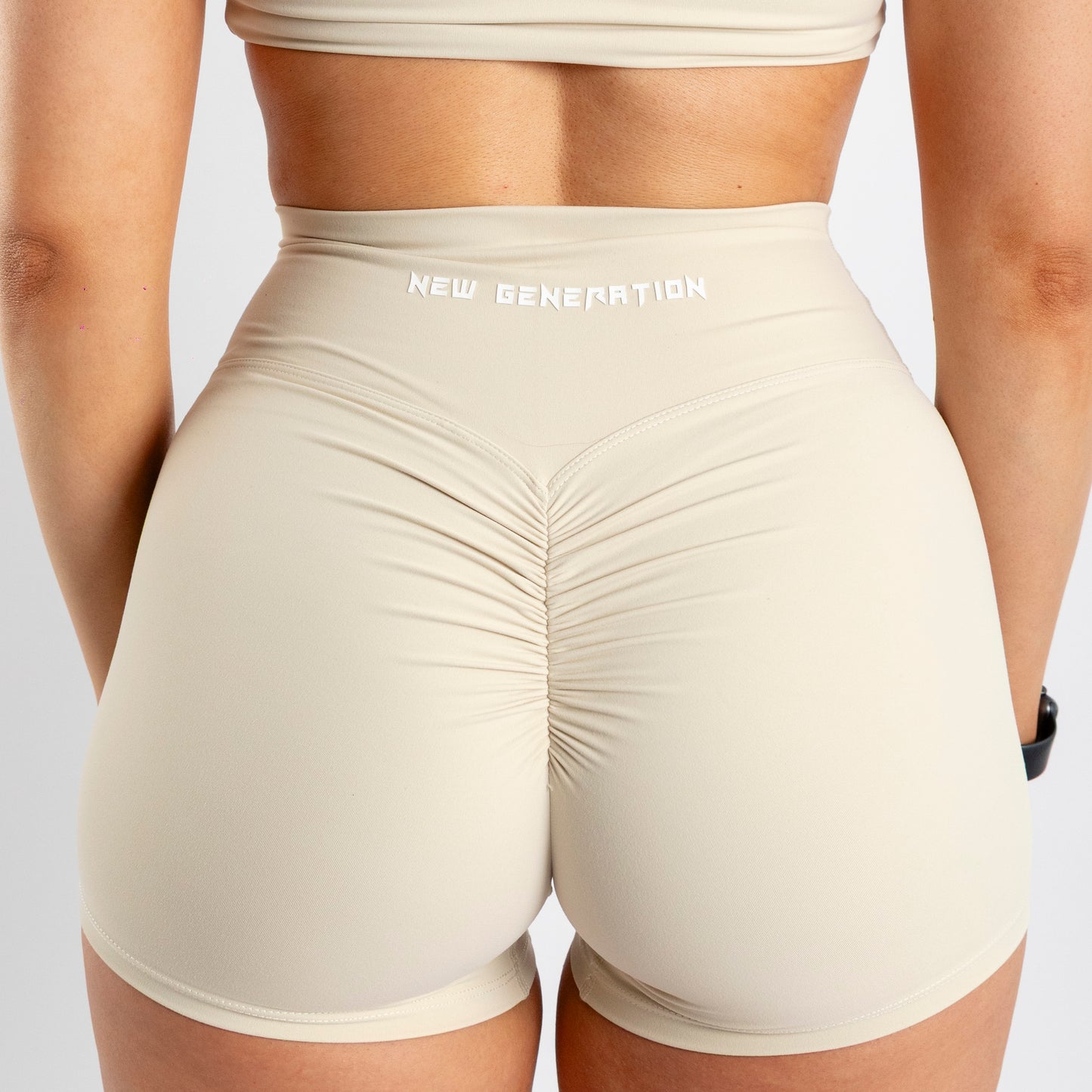 Oat Beige Scrunch Bum Shorts