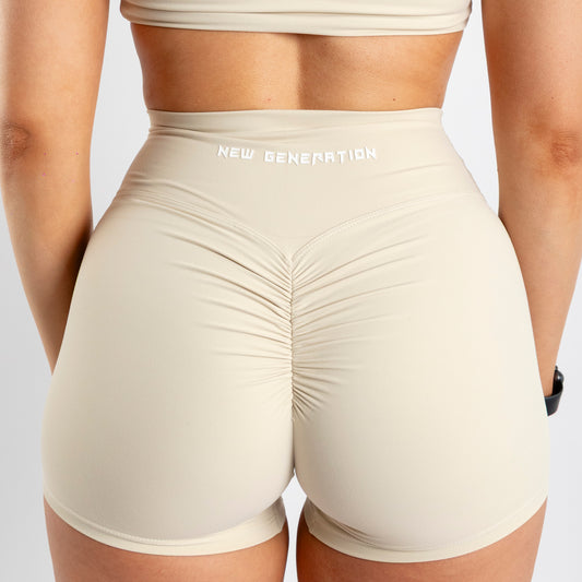Oat Beige Scrunch Bum Shorts